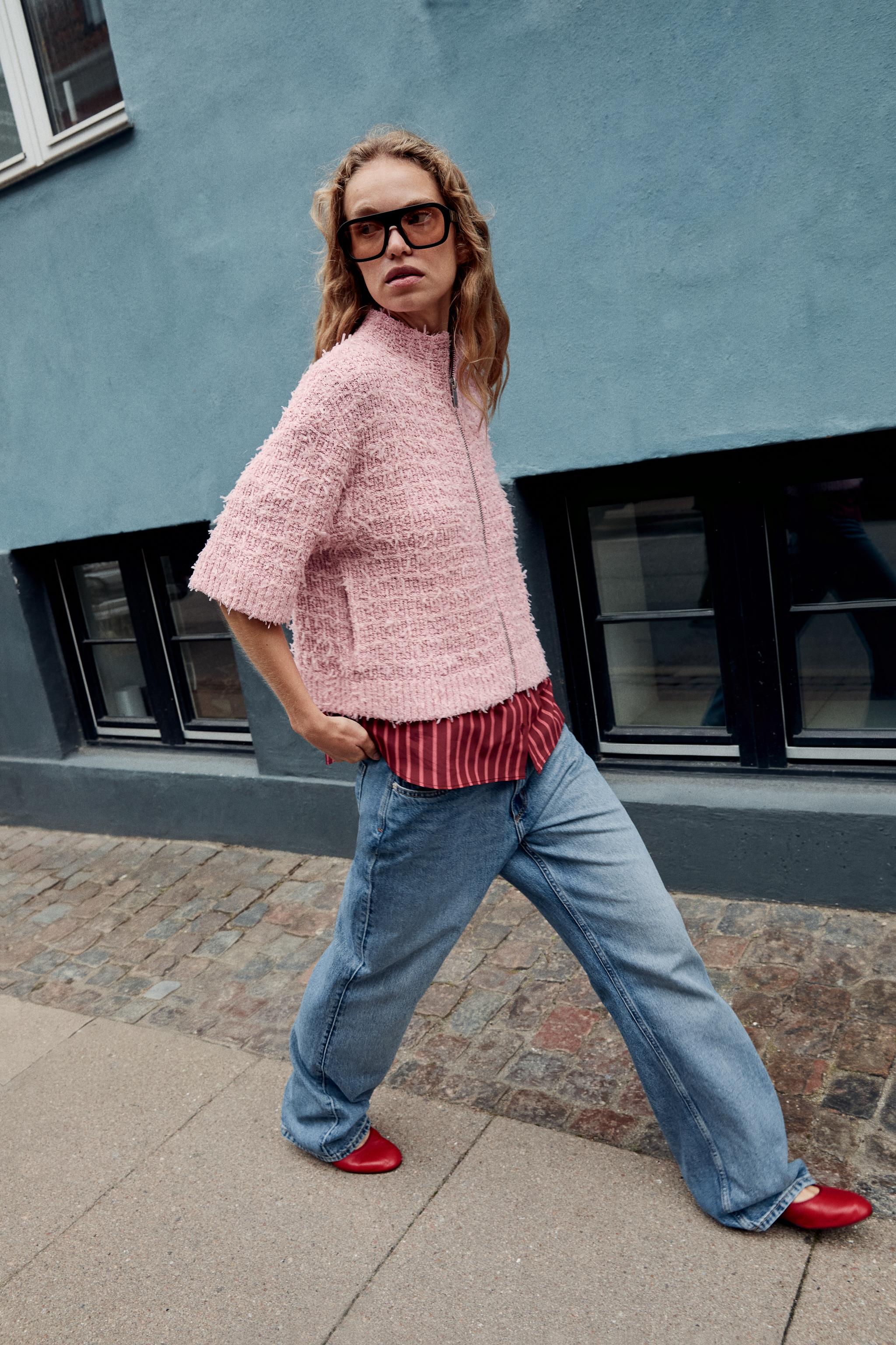 テクスチャーニットジャケット - ミディアムピンク | ZARA Japan / 日本