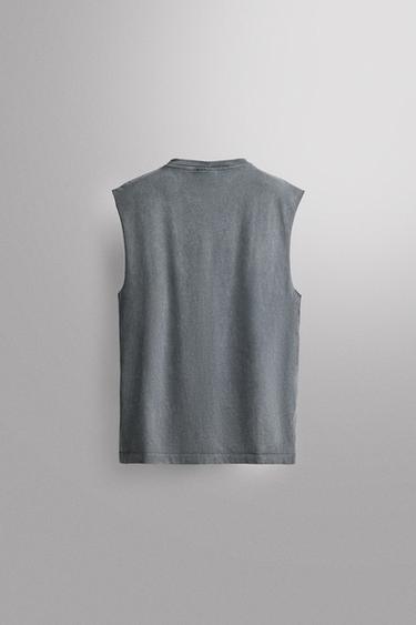 CAMISETA TANK RUNNING ALGODÓN - Azul lavado de Zara