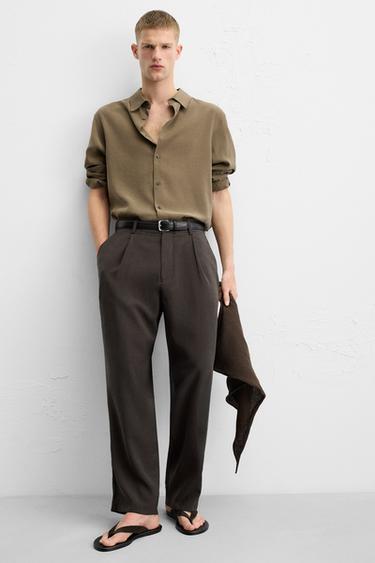 FLOWING PLEATED TROUSERS - Chocolate by Zara - Image 4