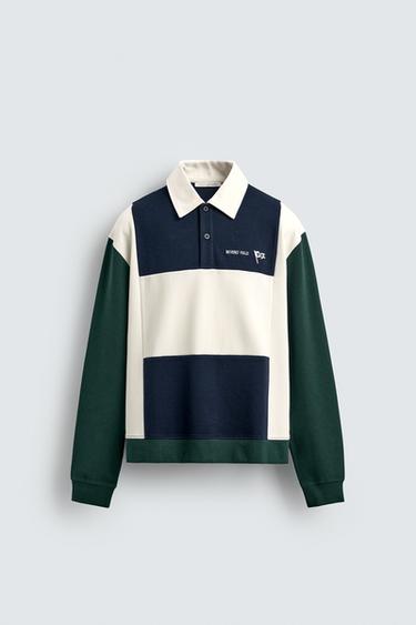 POLO RELAXED FIT COLOR BLOCK - Azul-marinho da Zara