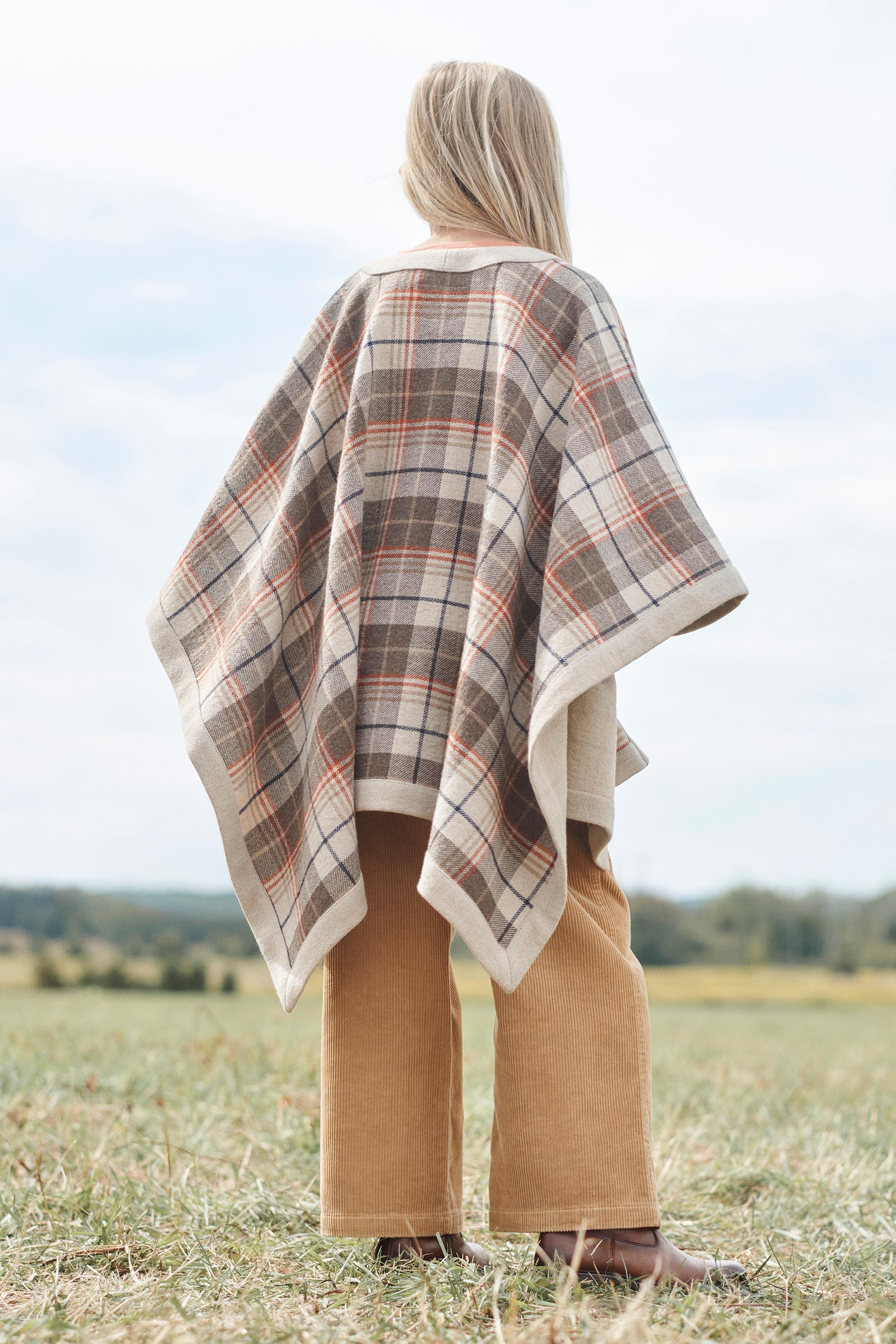 CAPE PONCHO À CARREAUX AVEC LAINE ÉDITION LIMITÉE