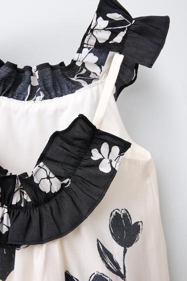 ROBE À IMPRIMÉ FLEURI - Écru / Noir de Zara - Image 3