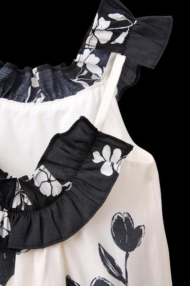 FLORAL PRINT DRESS - Ecru / Black by Zara
