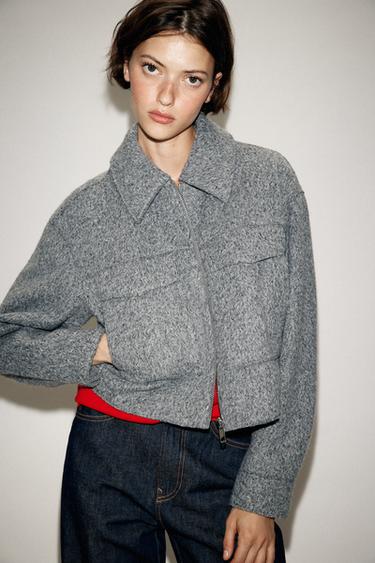 Zara FRONT POCKET JACKET - Mid-gray