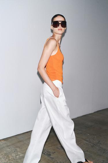 CONTRAST TRIM KNIT TOP - Orange by Zara - Image 3