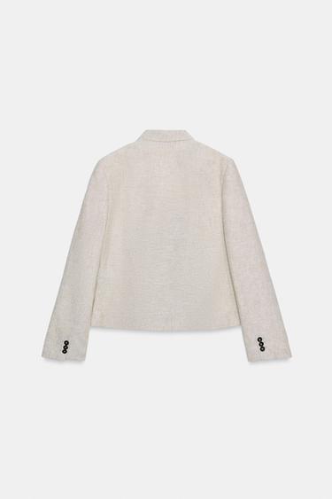 STRAIGHT DARTED LINEN BLEND BLAZER - Sand / Marl by Zara - Image 7