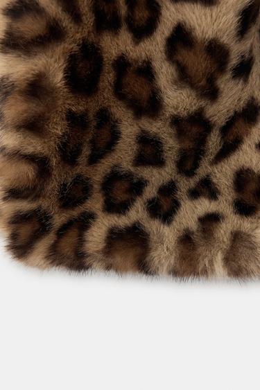 Zara FAUX FUR ANIMAL PRINT SCARF - Leopard