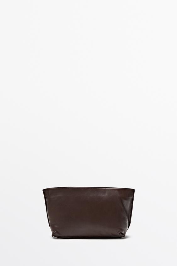 Zara Soft nappa leather medium toiletry bag - Brown - Image 0