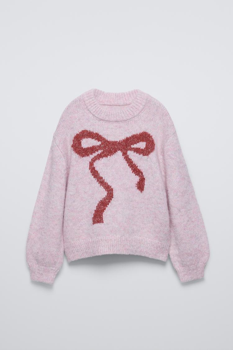 リボン付きニットセーター - チョークピンク | ZARA Japan / 日本