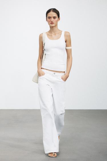 Zaras LINNE MED RIB - Vit - Bild 0