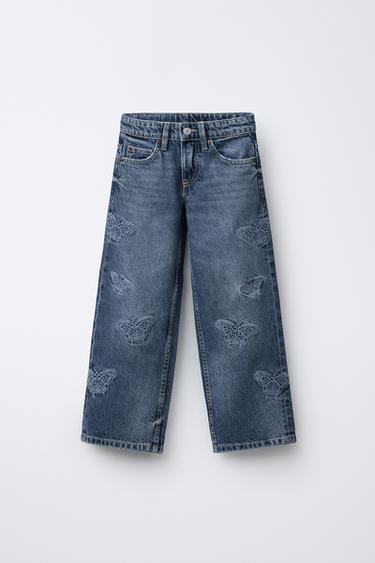 WIDE-LEG JEANS WITH BUTTERFLIES - Blue by Zara - Image 0