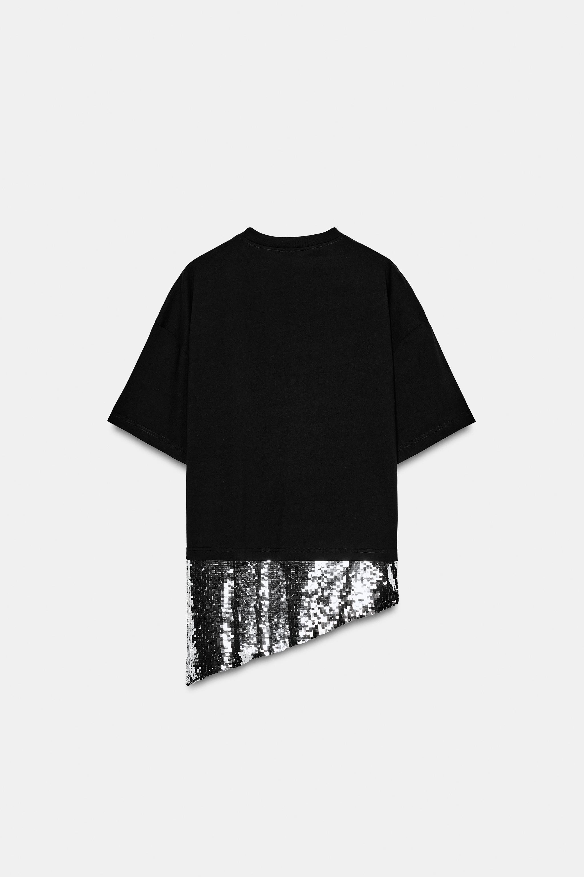 T-SHIRT ASYMÉTRIQUE PAILLETTES