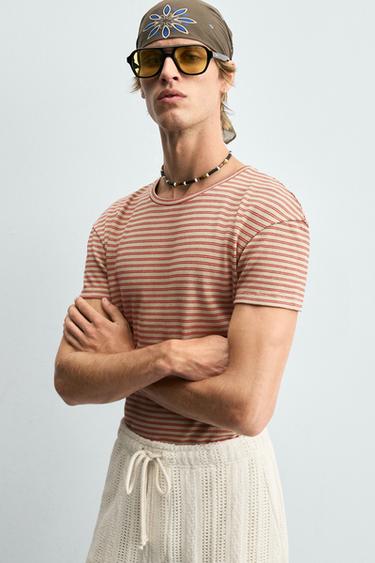 T-SHIRT JACQUARD RAYURES - 089 de Zara - Image 4