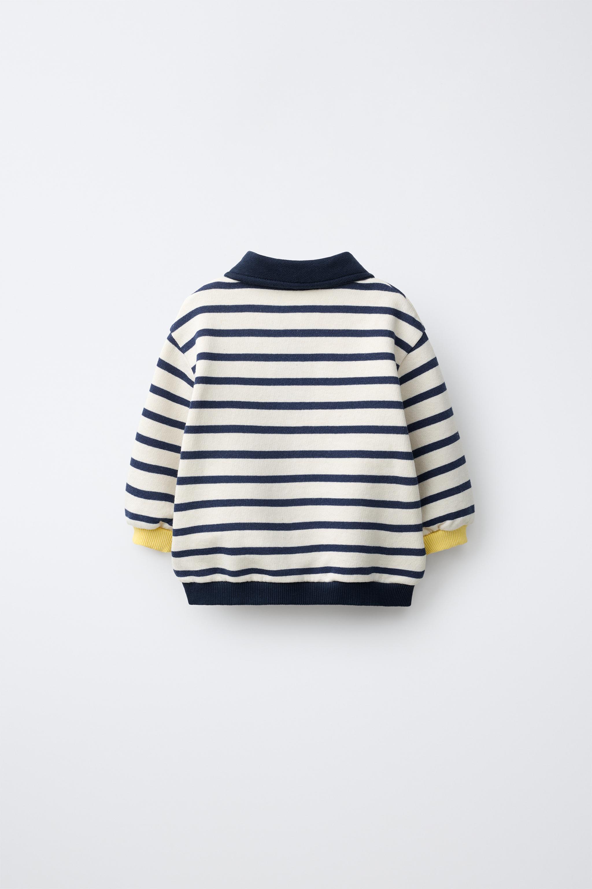 Детские худи Zara STRIPED POLO SWEATSHIRT — фото 3