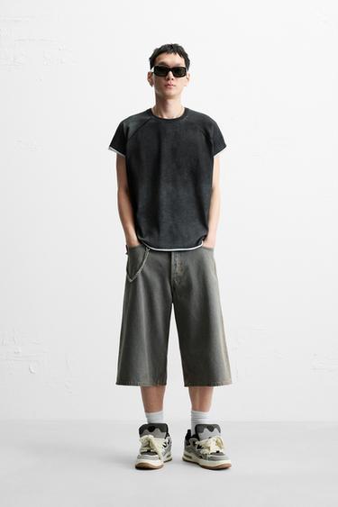 WASHED KNIT T-SHIRT - Anthracite grey by Zara - Image 0