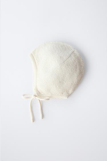 COTTON AND SILK KNIT BONNET - Ecru by Zara - Image 2