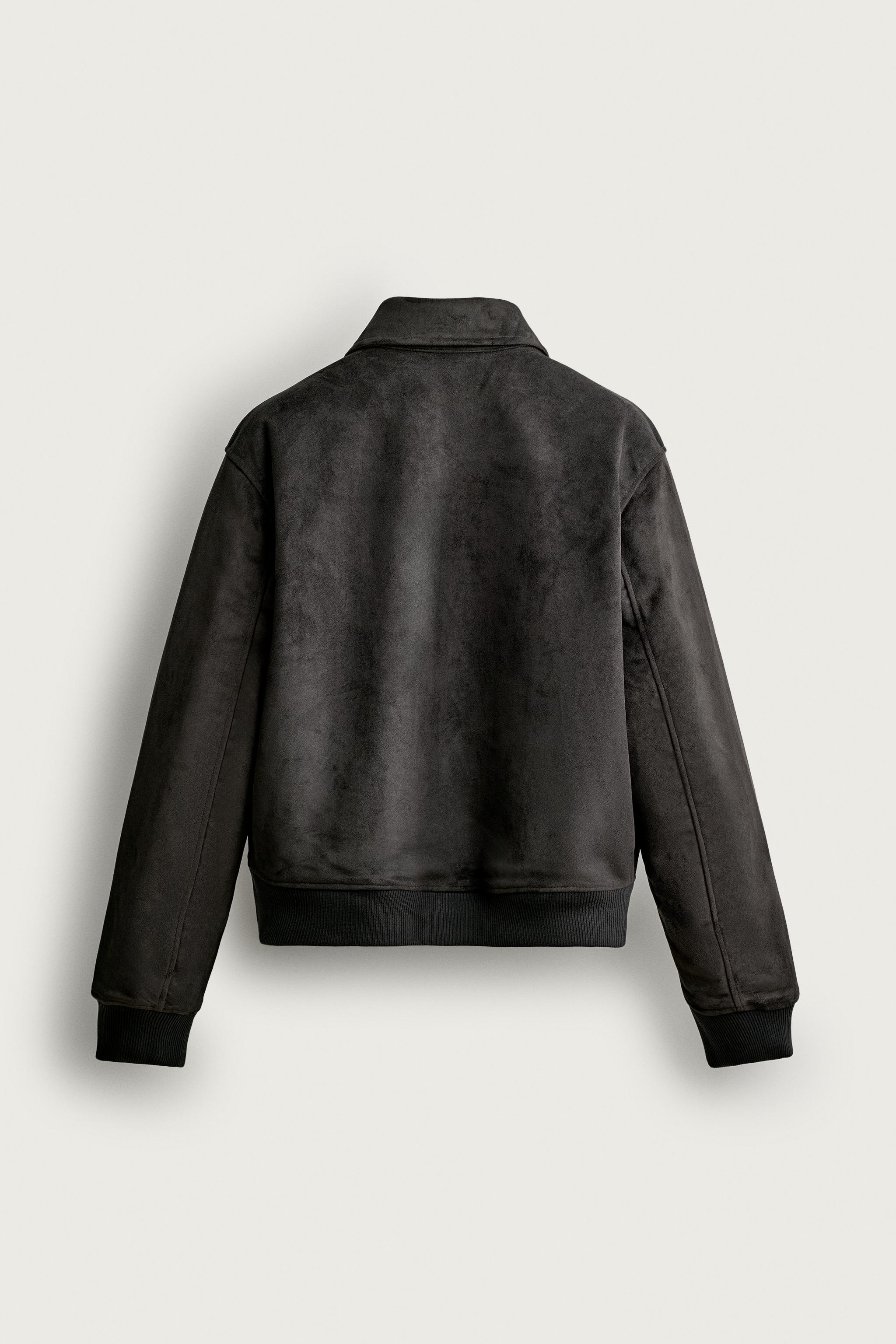 Zara Suni Süet Bomber Ceket görsel 8