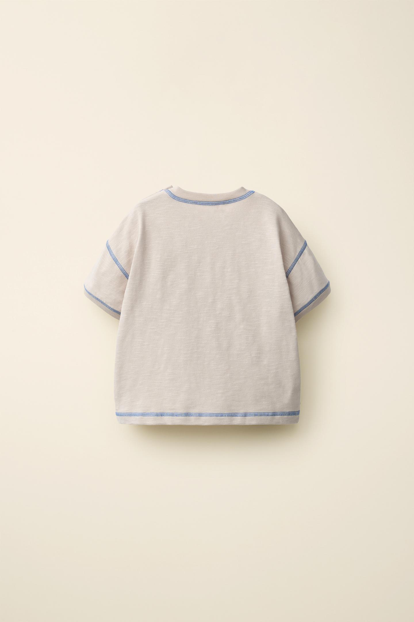 Детская футболка Zara Topstitched T-SHIRT Created BY Caramel London, цвет: Бежевый — фото 2
