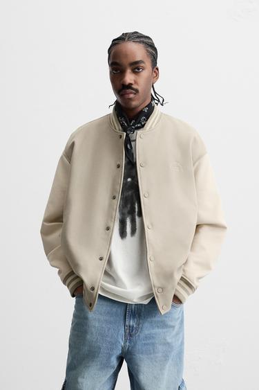 FAUX SUEDE BOMBER JACKET - Sand by Zara - Image 0