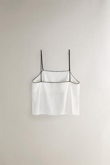 TOP JACQUARD RAYURES - Blanc cassé de Zara - Image 3