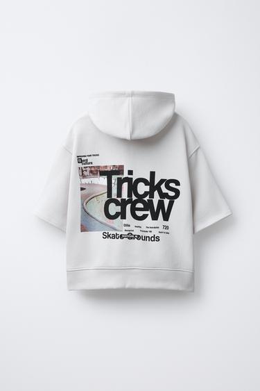 SLOGAN SHORT SLEEVE SWEATSHIRT - Ecru by Zara - Image 1
