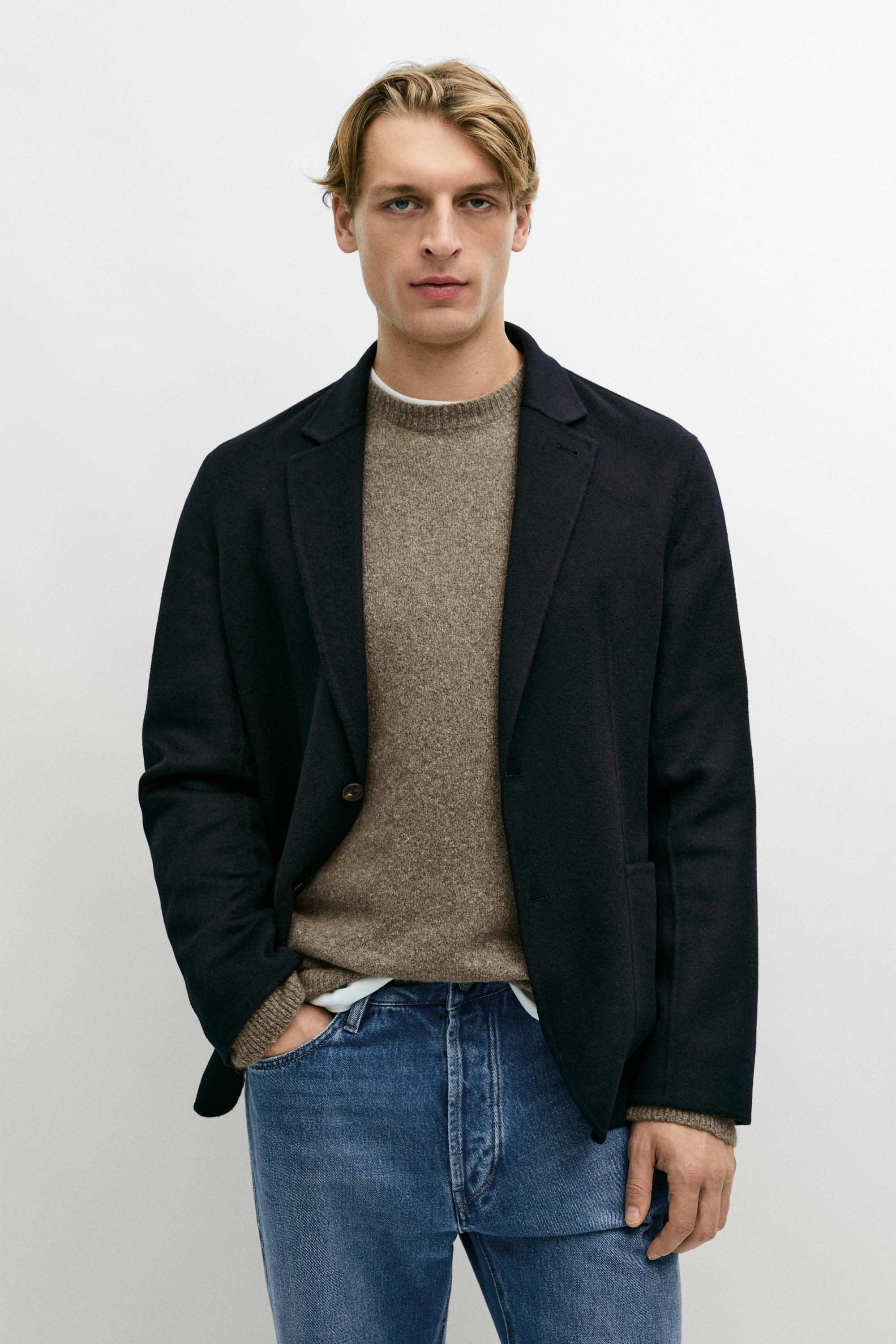 Double-faced wool blend blazer