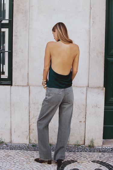 SATIN HALTER TOP - Duck green by Zara - Image 3