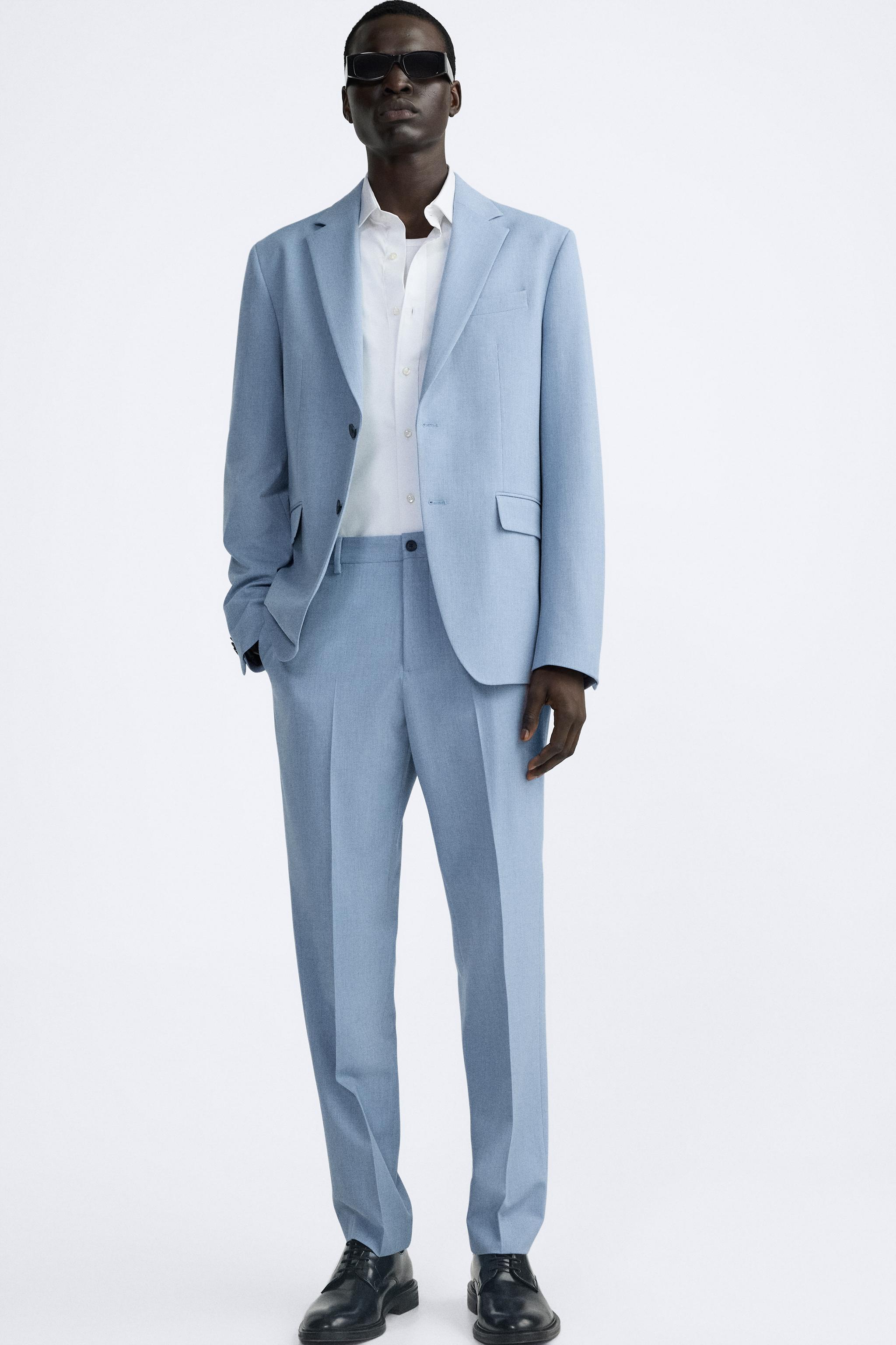 TEXTURED SUIT PANTS - Sky blue | ZARA United States