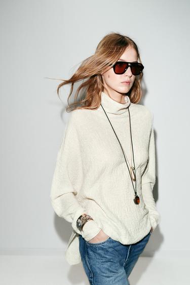 CAPE-PULLOVER AUS STRICK - Cremefarben von Zara