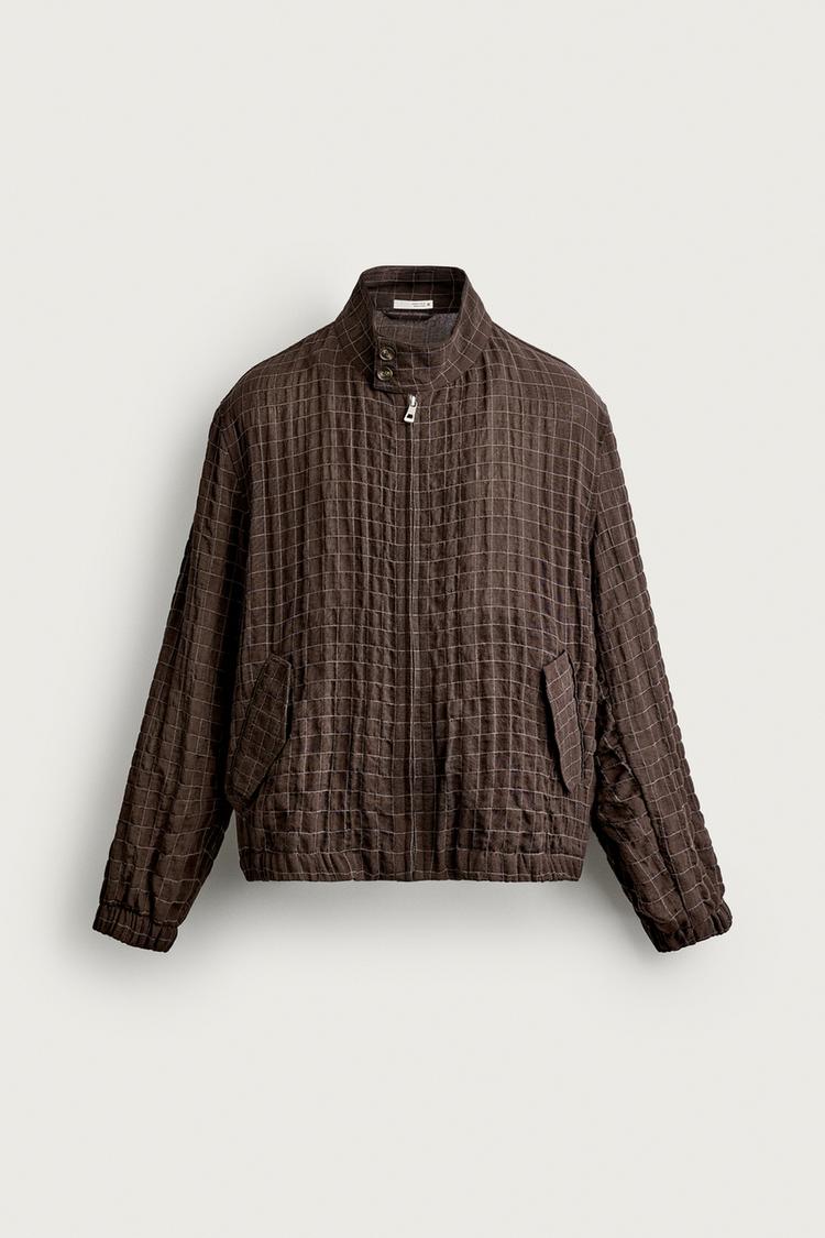 Chaqueta de cuadros de corte cropped 7