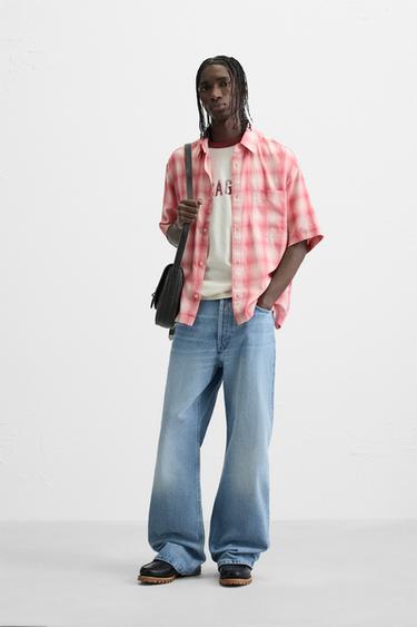 RELAXED FIT CHECK SHIRT - White / Red by Zara - Image 0