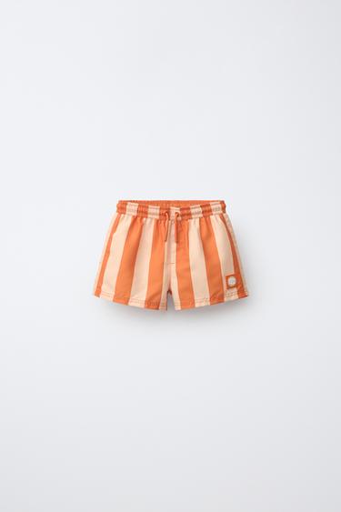 1-6 YEARS/ STRIPED SWIM SHORTS - Orange by Zara