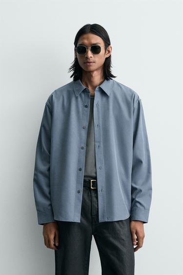 SPLÝVAVÁ KOŠILE RELAXED FIT - Modrá / Šedá od Zara