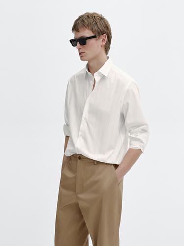 Zara Regular fit pinstriped poplin shirt - White