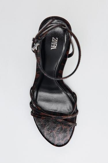 ANIMAL PRINT STRAPPY HIGH-HEEL SANDALS - Leopard by Zara