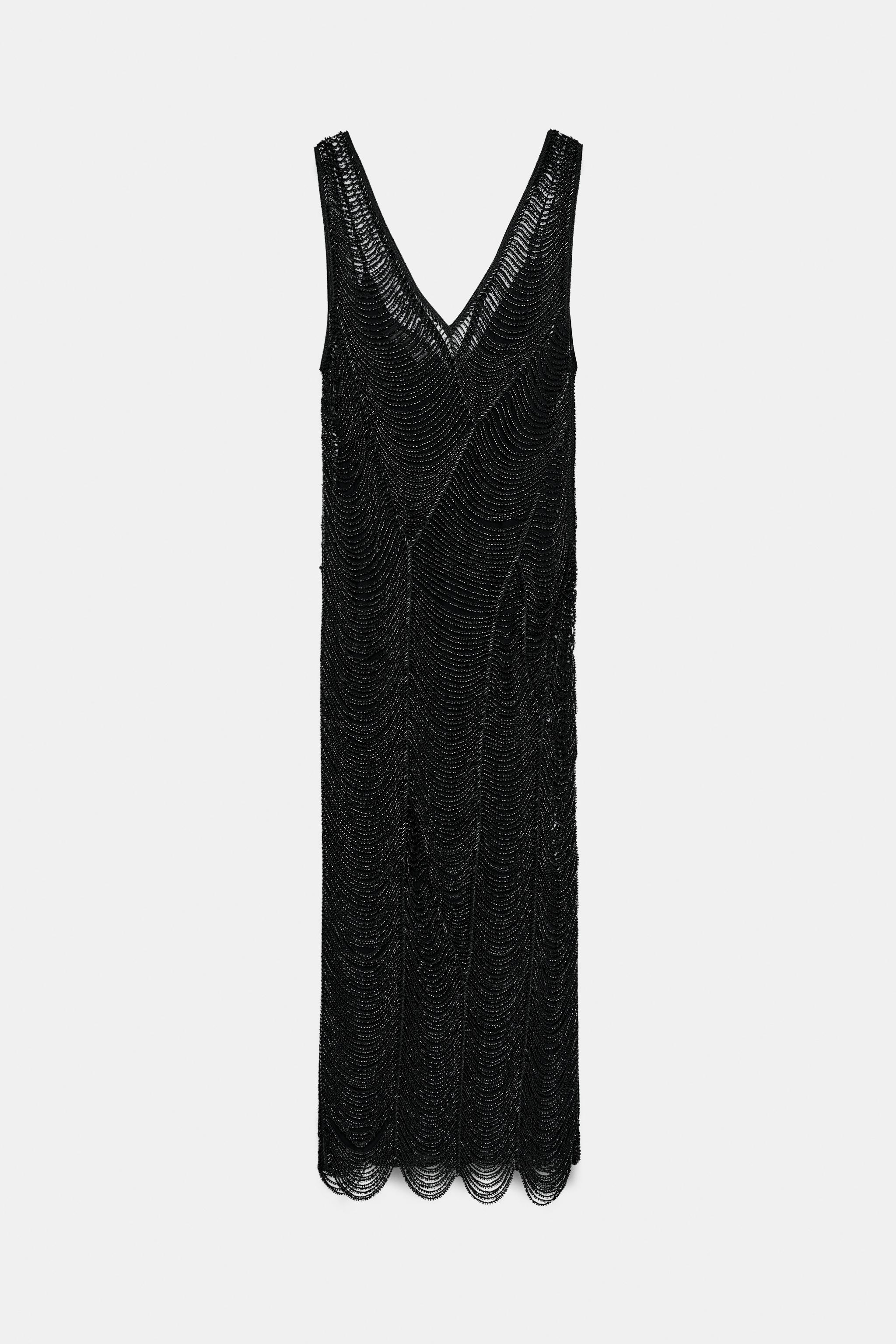 ZW COLLECTION BEADED MIDI DRESS - Black
