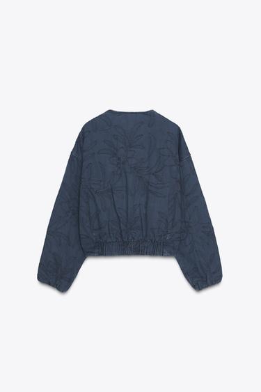 EMBROIDERED BOMBER JACKET - Navy blue by Zara - Image 6