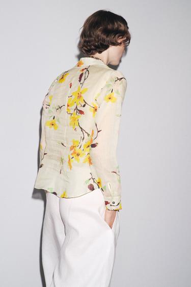 CHEMISE RAMIE FLEURS ZW COLLECTION - Écru de Zara - Image 2
