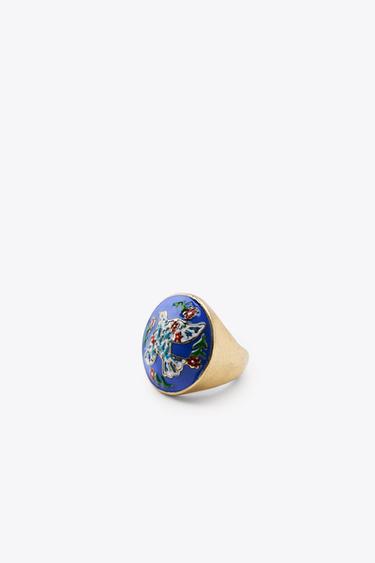 PACK OF 3 FLOWER AND BIRD RINGS - Aged gold by Zara - Image 3