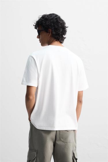SLIM FIT MEDIUM WEIGHT T-SHIRT - White by Zara - Image 2