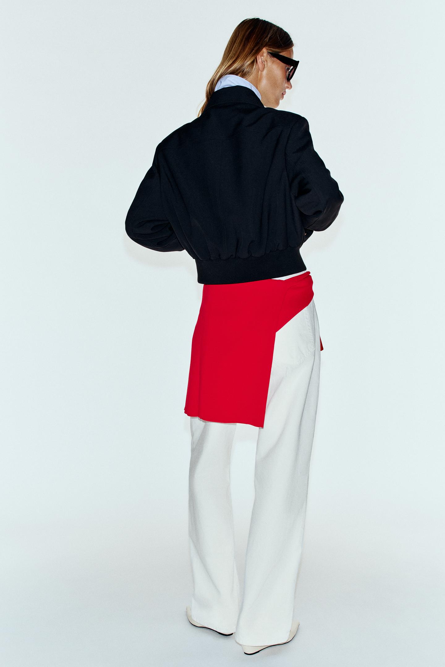Женская куртка Zara Cropped Jacket with Shoulder Pads, цвет: Чёрный — фото 6