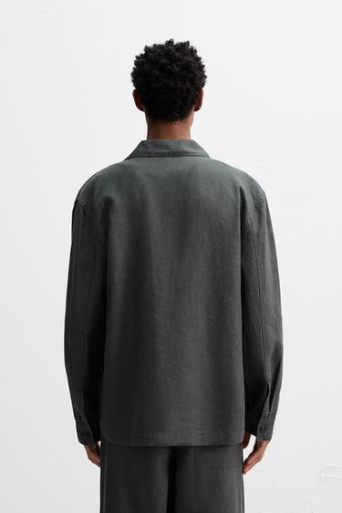 RELAXED FIT 100% HEMP OVERSHIRT - Anthracite grey by Zara - Image 2