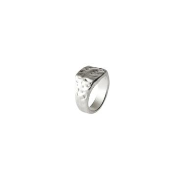 IRREGULAR MATTE SIGNET RING - Silver by Zara