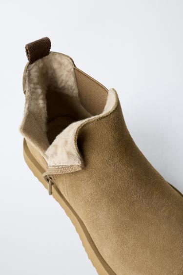 BOTTINES EN CUIR - Marron sable de Zara - Image 7