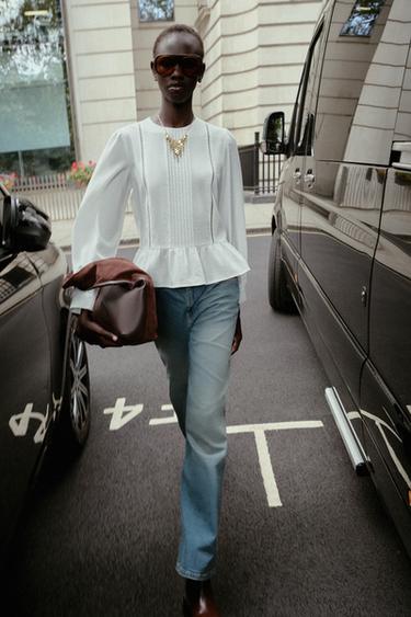 Z1975 MID-WAIST STRAIGHT BELTED JEANS - Mid-blue by Zara - Image 0