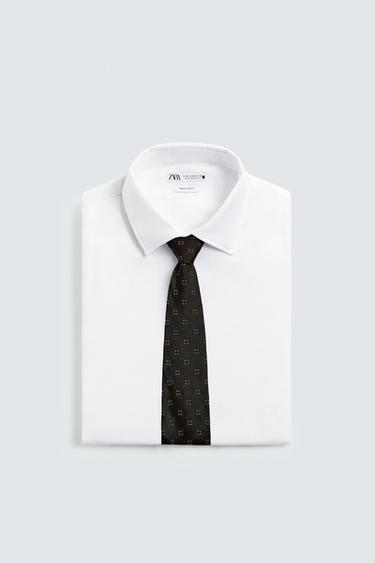 100% SILK JACQUARD TIE - Navy blue by Zara - Image 3