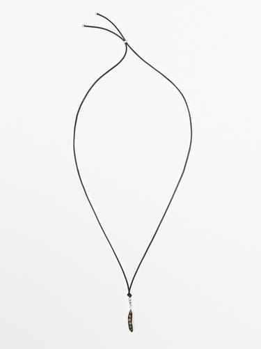 Zara Leather pod pendant - Silver - Image 0