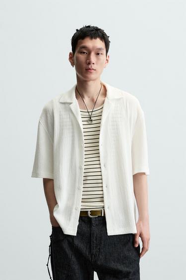 CAMISA ESTRUCTURA LAVADA - Blanco roto de Zara