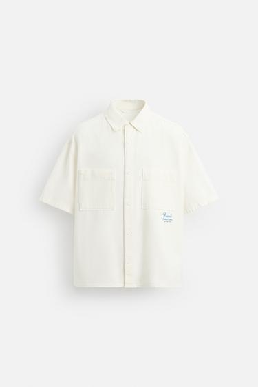 CONTRAST EMBROIDERY SHIRT - White by Zara