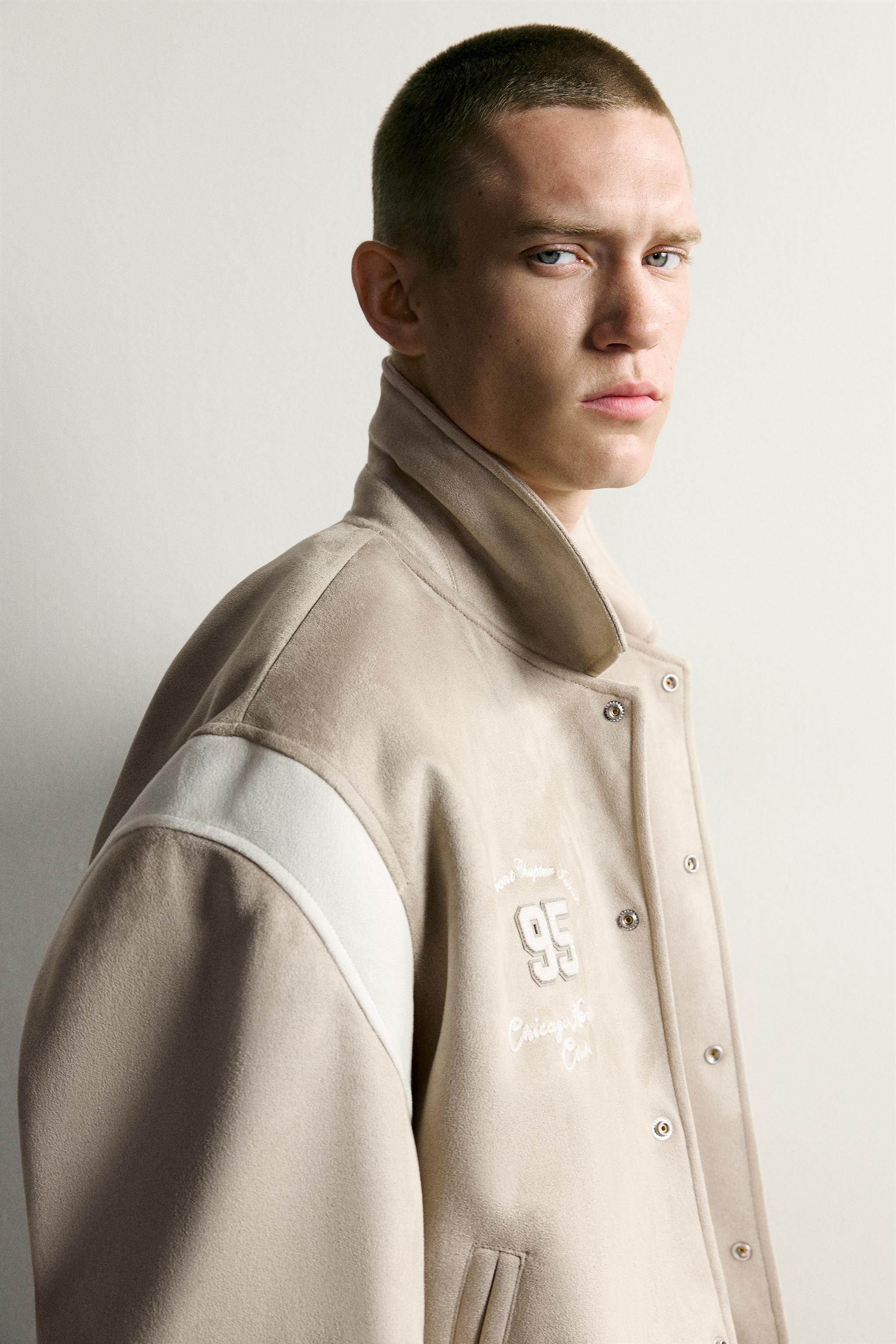 BLOUSON BOMBER EFFET DAIM À PIÈCES